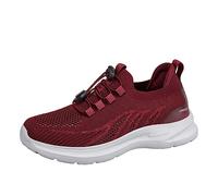 Générique Sneakers Femme Inspirées Basketball légères Design Aéré et Noir Semelle Mémoire Comfortables décontractées Chaussures pour Marche sur Sable Usage Quotidien Élégant (Red, 40)
