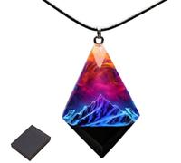 Générique Snow Mountain Resin Necklace,Nature Inspired Wood Epoxy Pendant with Walnut Base,Unisex Gift for Men & Women (Orange)