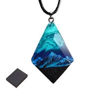 Générique Snow Mountain Resin Necklace,Nature Inspired Wood Epoxy Pendant with Walnut Base,Unisex Gift for Men & Women (Green)