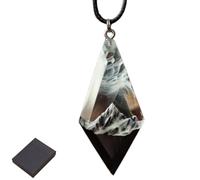 Générique Snow Mountain Resin Necklace,Nature Inspired Wood Epoxy Pendant with Walnut Base,Unisex Gift for Men & Women (White)