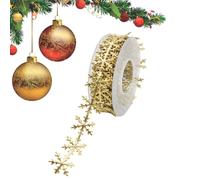 Générique Snowflake Wired Ribboon - 10M Glitter Snowflake Lace Ribbon Trim, Gold Silver Polyester Christmas Ribbon for Gift Wrapping Tree Decoration Craft DIY Holiday Party Decor