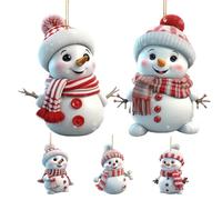 Générique Snowman Ornaments | 2D Acrylic Snowman Decorations | 5 Piece Cute Double-Sided Figurines for Holiday Indoor Home Mantel Winter Interior