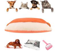 Générique Snuggle Burrow Bed, Cozy Hooded Pet Bed,Dachshund Beds with Removable Hood for Pets Under 50 lbs (Orange, L)
