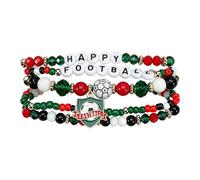 Générique Soccer Beaded - Stretch Bracelets Unisex Sports | Charm Jewelry Elastic Fan Wristbands Team Spirit Accessory for Players, Coaches, Parents, School Matches, Games, Training Support
