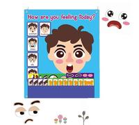 Générique Social Emotional Learning Toy - Social Emotional Making Faces Kit, Multiplayer Game Felt Emoticon Kit for Park, Car, Outdoors, Home, School