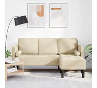 Générique Sofa d'angle 3 Places Crème 160 cm en Tissu,Canapés,29.3KG-42001919