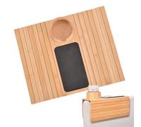 Générique Sofa Tray, Foldable Armrest Organizer, 16.14x13.39 inches, Couch Cup Holder, Drink Station, Smartphone Slot Design, Living Room Accessory for Snacks and Drinks, Wooden Color