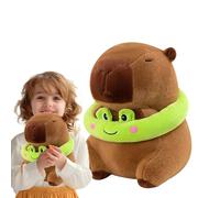 Générique Soft Capybara Plush, Adorable Animal Stuffed Toy, 12.99in Doll with Frog Ring, Cuddly Cartoon Plushied, Bedroom Decor with Cute Design, Kids Gift Plush for Home Play Dorm Room