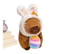 Générique Soft Capybara Plush, Cuddly Doll Holding Easter Egg, Stuffed Animal Toy with Bunny Ear Hat, Comfort Capybara Decorative Plush for Home Living Room Nursery Sofa Travel Birthday Gift