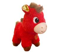 Générique Soft Red Horse Plush Doll - Festive Stuffed Animal Comfort Toy, New Year Mascot Decorative Bedding Accessory Item, Lightweight Collectible Plush Toy | Couch Sofa Bedroom Desk Nursery