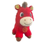 Générique Soft Red Horse Plush Doll - Festive Stuffed Animal Comfort Toy, New Year Mascot Decorative Bedding Accessory Item, Lightweight Collectible Plush Toy | Couch Sofa Bedroom Desk Nursery