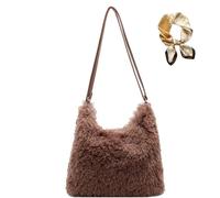 Générique Soft Shoulder Bag Winter Fall Warm Backpack, Women's Large Capacity Plush Tote Bag, Convertible Cozy Elegant Crossbody