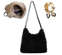 Générique Soft Shoulder Bag Winter Fall Warm Backpack, Women's Large Capacity Plush Tote Bag, Convertible Cozy Elegant Crossbody