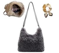 Générique Soft Shoulder Bag Winter Fall Warm Backpack, Women's Large Capacity Plush Tote Bag, Convertible Cozy Elegant Crossbody