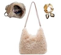 Générique Soft Shoulder Bag Winter Fall Warm Backpack, Women's Large Capacity Plush Tote Bag, Convertible Cozy Elegant Crossbody