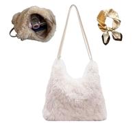 Générique Soft Shoulder Bag Winter Fall Warm Backpack, Women's Large Capacity Plush Tote Bag, Convertible Cozy Elegant Crossbody