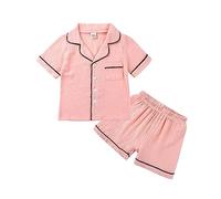 Générique Soiree Pyjama Fille Enfants Enfant en Bas âge bébé Filles Printemps été Floral Coton à Manches Courtes Hauts Shorts Tenues Pyjamas vêtements(6-7 Ans)