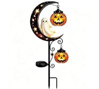 Générique Solar Halloween Black Cat & Pumpkin Moon Garden Stake Light，Ghost | Pumpkin Moon Lantern Solar Lantern Stake with Warm LED Glow, Outdoor Halloween Yard Decor for Patio, Lawn, Pathway, Porch