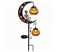 Générique Solar Halloween Black Cat & Pumpkin Moon Garden Stake Light，Skull | Pumpkin Moon Lantern Solar Lantern Stake with Warm LED Glow, Outdoor Halloween Yard Decor for Patio, Lawn, Pathway, Porch
