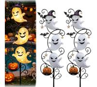 Générique Solar Halloween Little Ghost Garden Stake Light,Waterproof Glowing Little Ghost Outdoor Statue Light,Cute Pumpkins Ghosts Witch Hat Decorations Lamp,for Patio Pond Lawn Yard Backyard