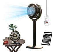 Générique Solar Powered Standing Fan Quiet USB Rechargeable with LED Lights