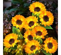 Générique Solar Sunflower Lights Outdoor Waterproof,Lightss Outdoor Garden Decor,Three Heads Solar Power LED Sunflowers Garden Lights,Auto on/Off for Patio, Backyard,Outside Decor (4)