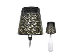 Générique Solar Wine Bottle Stopper Lamp - Hollow Iron Decorative Light | Warm White Light Sensor LED Topper, 7.28x4.72 in Iron Frame, 600mAh Rechargeable Battery for Patio, Garden & Table