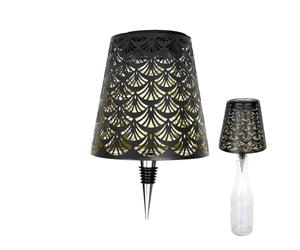 Générique Solar Wine Bottle Stopper Lamp - Hollow Iron Decorative Light | Warm White Light Sensor LED Topper, 7.28x4.72 in Iron Frame, 600mAh Rechargeable Battery for Patio, Garden & Table