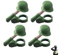 Générique Soldier Salute Beer Bottle Helmets Reusable Dustproof Anti-Insect Fun Decorative Beer Caps for Barbecue Party Bar Veterans & Military Lovers (Green*4)