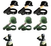 Générique Soldier Salute Beer Bottle Helmets, Reusable Dustproof Anti-Insect Fun Decorative Beer Caps for BBQ Party Bar, Veterans & Military Lovers (3 Noirs et 3 Verts)