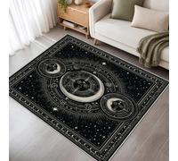 Générique Soleil Lune Bohème Tapis Salon Lavable 120x170cm, Tapis Noir Blanc Corps Céleste Doux Poil Court Antidérapant pour Chambre Salle à Manger Cuisine Entrée K101t