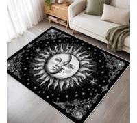 Générique Soleil Lune Noir Blanc Tapis Salon Lavable 60x90cm, Tapis Corps Céleste Doux Poil Court Antidérapant pour Chambre Salle à Manger Cuisine Entrée W1e42bk