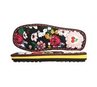 Générique Soles Hook Slippers Soles Cotton Shoes Soles Hand-woven Knitted Fleece-lined Slippers With Flower Cloth Soles(Red,34-35)