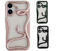 Générique Solid Color Electroplated Snake-Pattern Phone Case,Cool 3D Snake Hollow Dissipate Heat Phones Cases,Snakes Phone Cases for Iphone16/15/14/13/12/11 Pro Max