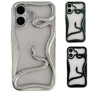 Générique Solid Color Electroplated Snake-Pattern Phone Case,Cool 3D Snake Hollow Dissipate Heat Phones Cases,Snakes Phone Cases for Iphone16/15/14/13/12/11 Pro Max