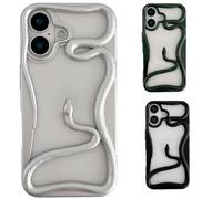 Générique Solid Color Electroplated Snake-Pattern Phone Case,Cool 3D Snake Hollow Dissipate Heat Phones Cases,Snakes Phone Cases for Iphone16/15/14/13/12/11 Pro Max