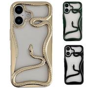 Générique Solid Color Electroplated Snake-Pattern Phone Case,Cool 3D Snake Hollow Dissipate Heat Phones Cases,Snakes Phone Cases for Iphone16/15/14/13/12/11 Pro Max