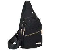 Générique Solid Color Quilted Fanny Pack, Casual Cross Body Bag for Women Men, Chest Bag Daypack (Black)