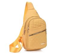 Générique Solid Color Quilted Fanny Pack, Casual Cross Body Bag for Women Men, Chest Bag Daypack (Yellow)