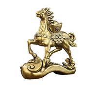 Générique Solid Copper Ingot-Shaped Ornament with Golden Horse Motif, Retro Style Prosperity and Good Fortune Statue, Traditional Wealth Symbol for Home Office Desktop Decoration