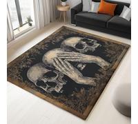Générique Sombre Tapis Affiche Rétro avec Crâne Tapis Salon Anti-Slip Lavable À Poils Courts Doux Antidérapant 120 x 180 cm, pour Salon Chambre Cuisine Bureau & Salle À Manger Moquette