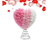 Générique Sommet d’Arbre Saint-Valentin - 15x6x22.5cm Rouge / 22x10x29.5cm Rose Blanc | Décoration Arbre en Forme de Coeur | Roses Artificielles Peluche | Cadeau Mariage Anniversaire