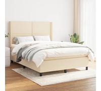 Générique Sommier à Lattes de lit avec Matelas Crème 140x190 cm Tissu,Lits & Accessoires,Lits & Cadres de lit-3131350