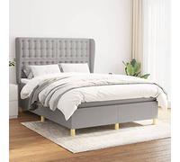 Générique Sommier à Lattes de lit avec Matelas Gris Clair 140x190cm Tissu,Lits & Accessoires,Lits & Cadres de lit-3128837