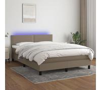 Générique Sommier à Lattes de lit avec Matelas LED Taupe 140x190 cm Tissu,Lits & Accessoires,Lits & Cadres de lit-3133073