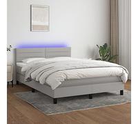 Générique Sommier à Lattes de lit et Matelas et LED Gris Clair 140x190 cm,Lits & Accessoires,Lits & Cadres de lit-3133229