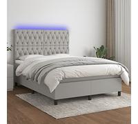 Générique Sommier à Lattes de lit et Matelas et LED Gris Clair 140x190 cm,Lits & Accessoires,Lits & Cadres de lit-3135109