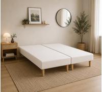 Générique Sommier Tapissier Blanc 160x200 cm - 2x80x200 - Pieds Inclus | Format en 2 parties facilitant le transport et l’installation