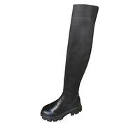 Générique Sont Stretch Over The Knee Boots Color Women's High Heel SSolid Squ Fashion bottes pour femmes Ballerines Noires Pour Confort Habillé Grande Largeur (41)