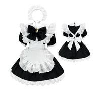 Générique Sophisticated Apron Dress - Charming Attire, Authentic Maid Costume, Quality Fabric Uniform | Breathable Comfortable Ensemble, Ideal for Home Yard Garden Photo Social Media Content